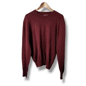 Burgundy Wool Long Sleeve Speckled Print Sweater | Racquet Club | Large